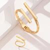 Modern Minimalist Gold-Tone Jewelry Set with Adjustable Square Open Design
