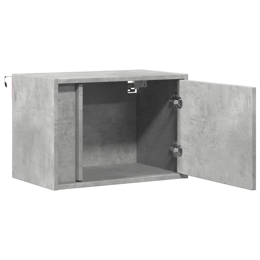 Wall Mounted Nightstand with LED Lights Concrete Grey
