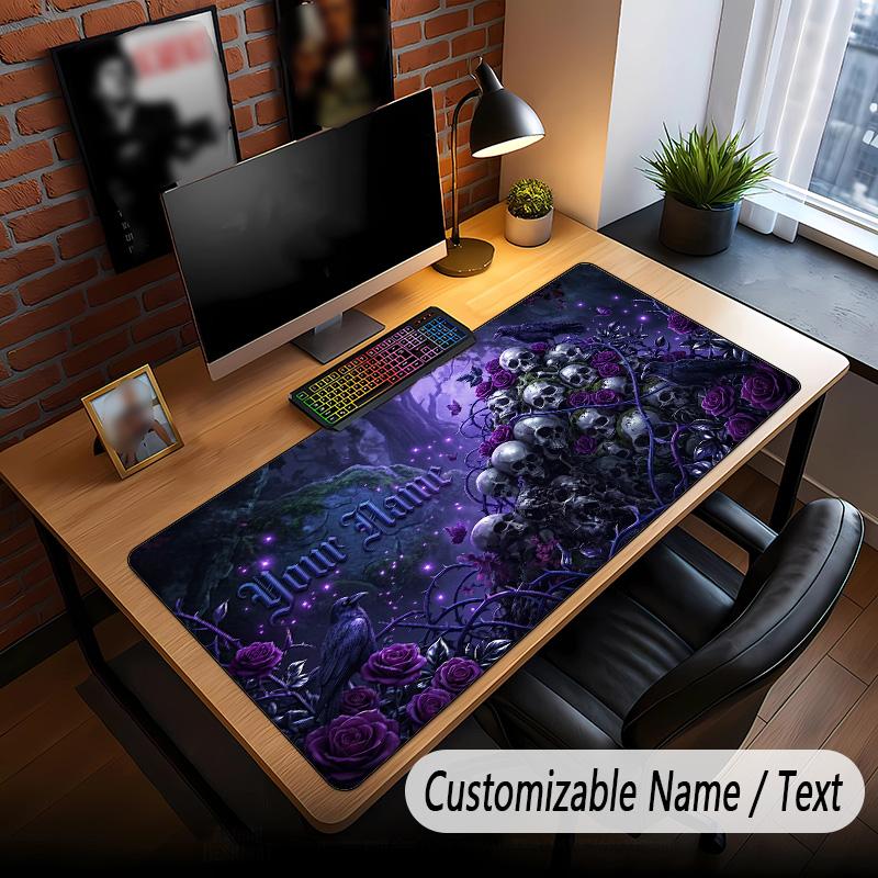 Skull Gothic Theme Custom Mouse Pad Personalized With Name Text Customized Desk Mat For Office Home Decor