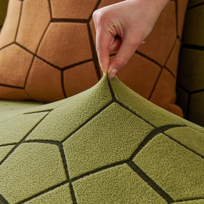 The New All  Season Universal Sofa Cover Featuring An Old Fashioned Straight Row Seat Cushion for One Two or Three People Is Covered with A Cloth