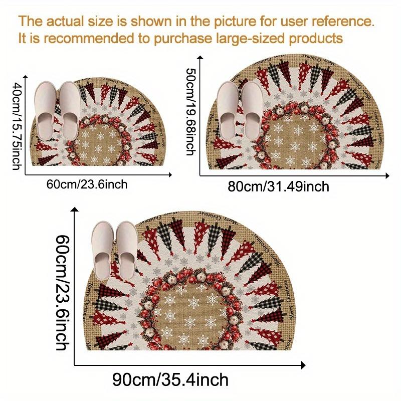 1Pcs Xmas Tree Snowflake Semi Circle Welcome Doormat Non-Slip for Outdoor Patio Porch Kitchen Bathroom Entryway Floor Mat
