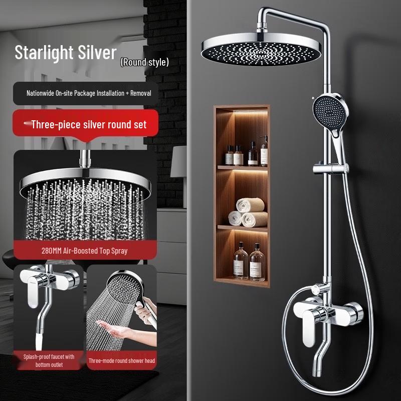Brass Wall-Mounted Pressurized Shower System