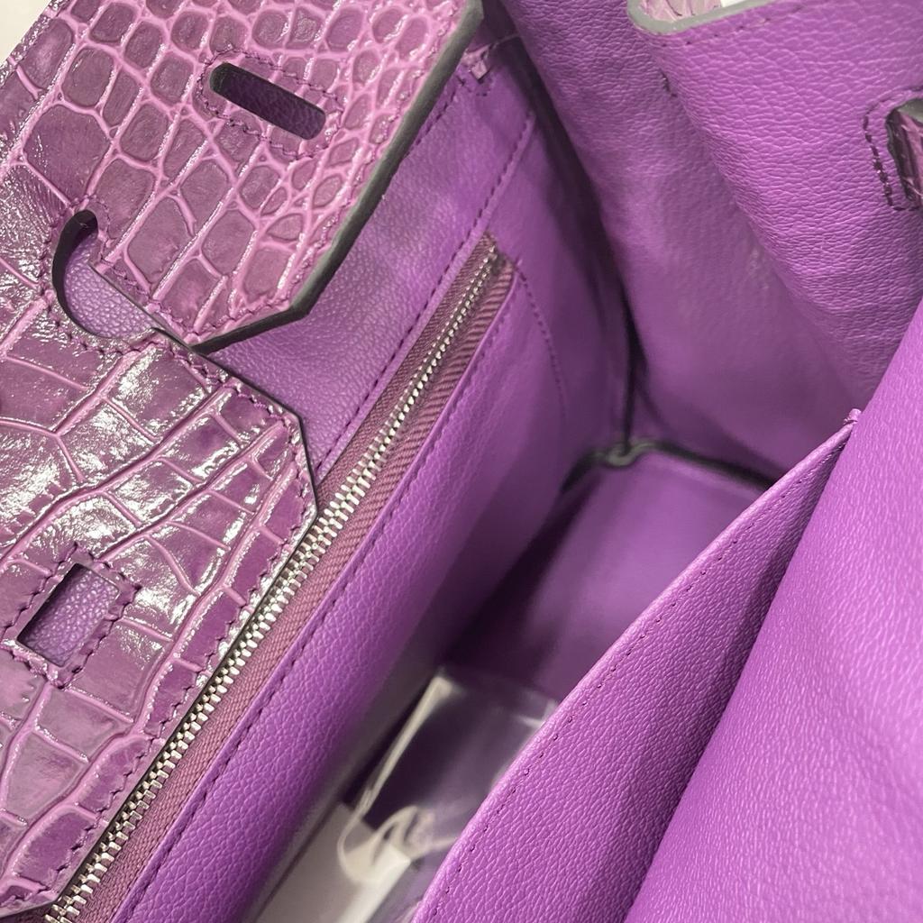 New Top-grain Cowhide Crocodile Pattern Women's Full Pair Version Shoulder Strap Version Handbag Lock Solid Color Women's Bag