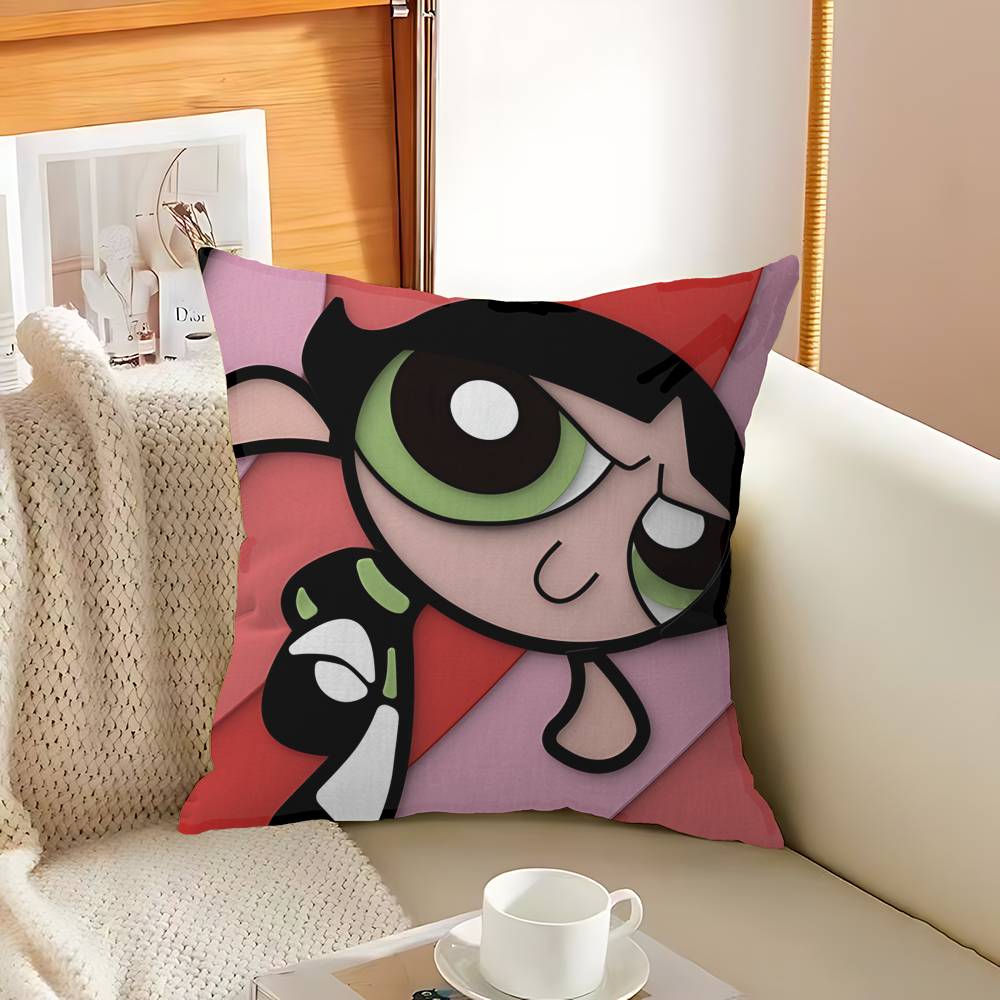 Cute Powerpuffs-Girls Classic Anime Cushion Cover Inches Farmhouse Decor Home Throw Pillow Covers For Couch Decorations