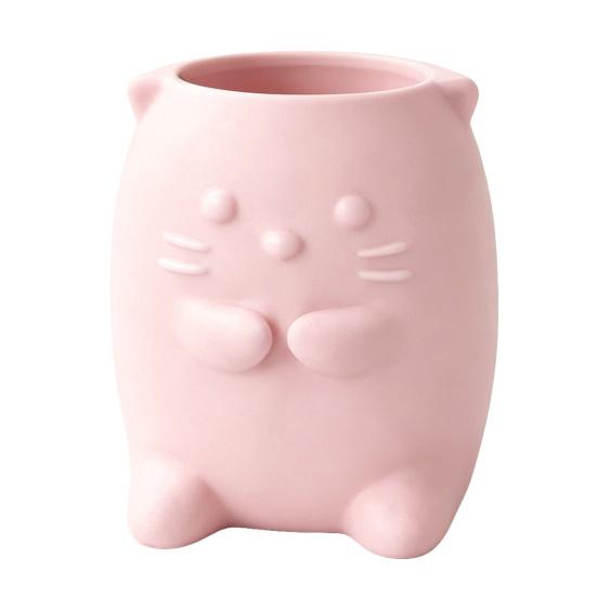 

Cotton Swab Holder Cat Shape with Open Design Dental Floss Storage Box Compact Cute Organizer for Makeup Brushes розовый