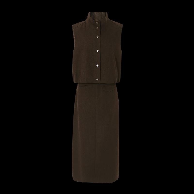 Women's Retro Vest & Midi Skirt Set