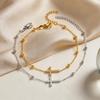 Crystal Cross Bracelet 18K PVD Plated Beads Chain Religion Jewelry for Women Stainless Steel Pulsera Cruz Bangle Waterproof