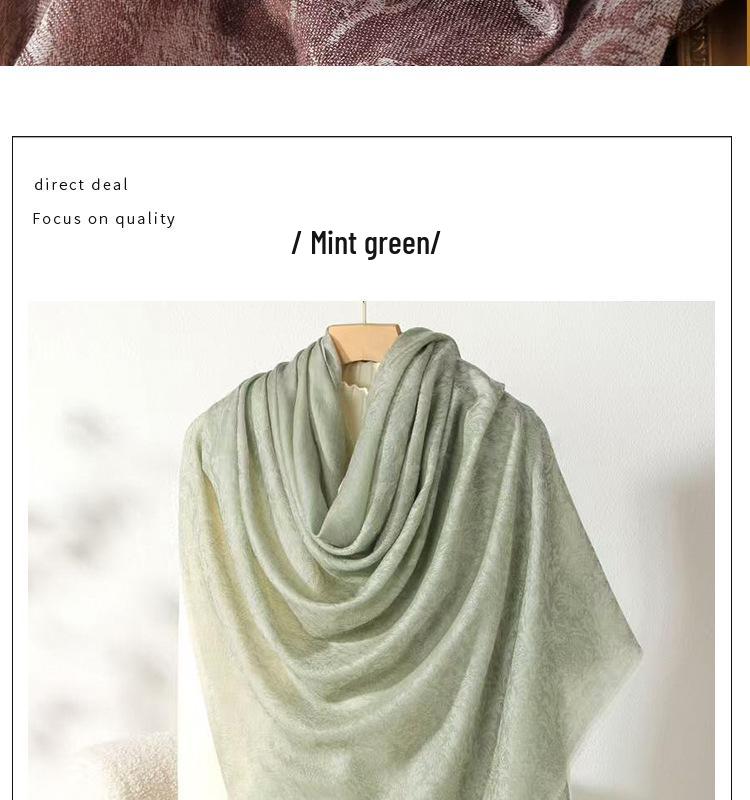 Inner Mongolia Cashmere Jacquard Shawl with Scottish Thistle - Thin Scarf for Autumn/Winter