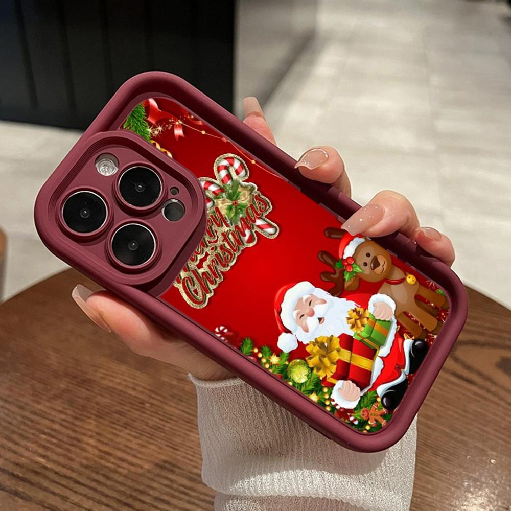 Ae109 Happy New Year Merry Christmas art Phone Cases for iPhone 16 14 13 11 Pro Max 15 7 8 6s Plus 12 mini XR XS Max Angel Eye Ladder Protective Cover