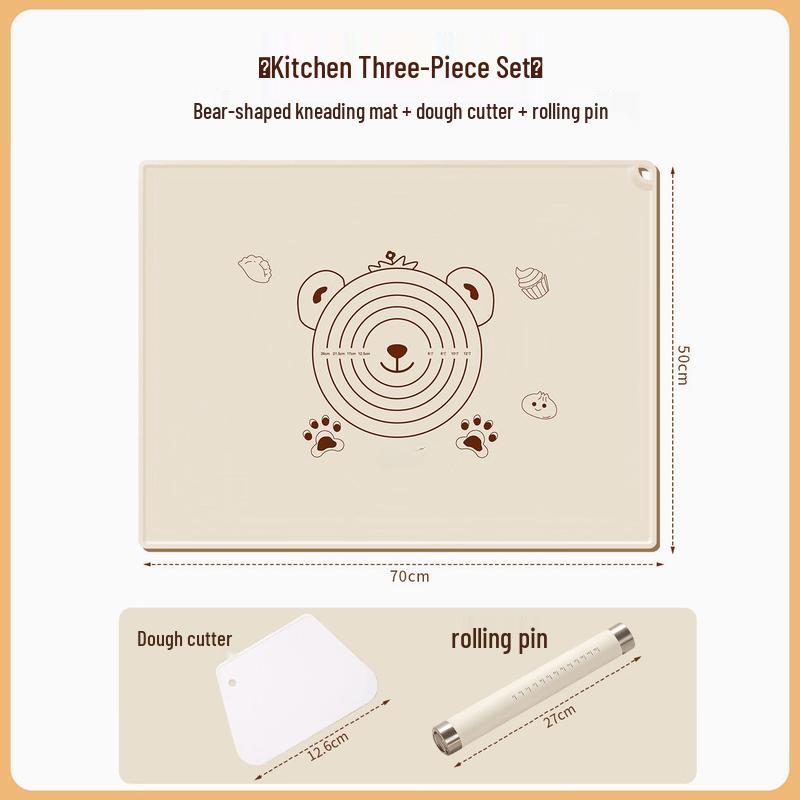 Silicone Baking Mat Set with Rolling Pin & Scraper