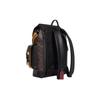 Coach Brown Signature Canvas Leather Trim Large Flap Backpack with Side Pockets for Daily Use