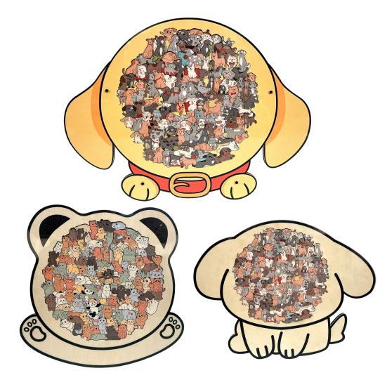 135 Stück/Set Hundeförmiges Holzpuzzle Logiktraining Holz Tierpuzzle Spiel Pädagogisches Schwieriges Puzzle Spielzeug Hundeliebhaber Geschenk