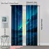Flat Printing Party Curtains Beach Aurora Versatile Polyester Without Electricity Holiday Decorations Use Curtain Set Of 2 Made Washable