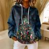 Women's Loose Comfortable Casual Fashion V-Neck Christmas Print Long Sleeve Hoodie