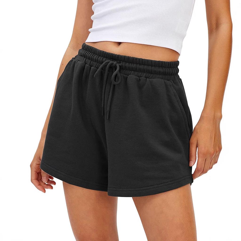 Grenzüberschreitende unabhängige Station Amazon Mode Damen Sportshorts lässig locker Sommer mittlere und hohe Taille einfarbige Shorts Damen