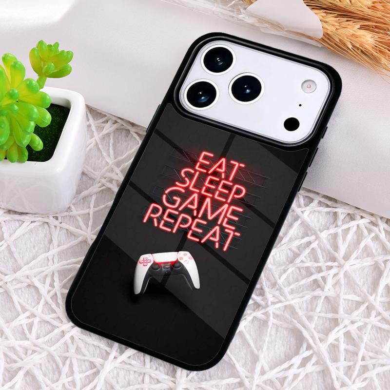 Eat Sleep Game Repeat Gamer Phone Case for iPhone 17 Air 16 15 11 12 14 13 Pro Max Shockproof Cover