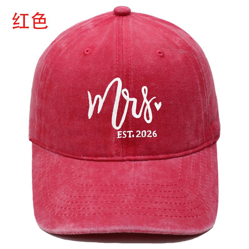 Popular Mr. Mrs. Embroidered Baseball Cap Washed Retro Male and Female Couples Casual Outdoor Sun Hat