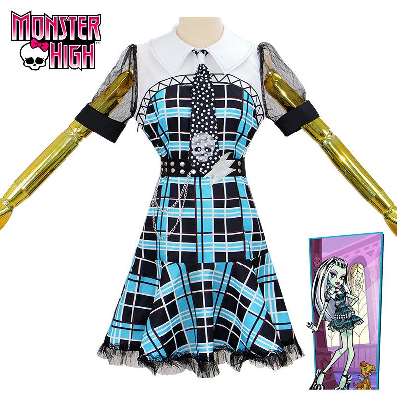 Monster Cosplay Franky Stein Dress Girl Costume Outfit Christmas Party Women Dress Up Clothes Halloween Zombie Girl Disfraz Suit