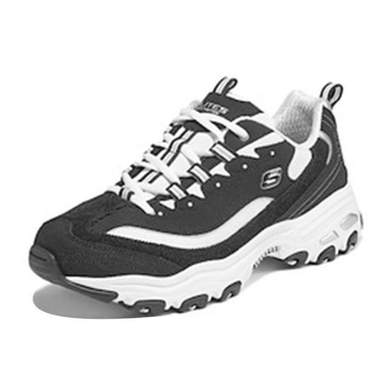 Skechers D'LITES 1.0 Men Mesh Fabric Synthetic Split Suede Nubuck Corduroy Wear-resistant Low Top Dad Shoes Black 237153-BKW