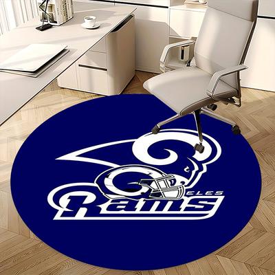 Los Angeles Rams, NFL Logo Stuhlunterlage Runder Teppich Büroteppich, Maschinenwaschbar, Rutschfest, Geeignet für Wohnzimmer, Schlafzimmer