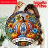 2D Flat Aluminum Decorative Plaques and Ornaments, Featuring A Cheerful Autumn Blue-and-white Porcelain Pumpkin Pattern for Wall Decoration. Suitable