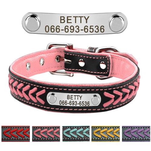 Hundehalsband Personalisiertes Benutzerdefiniertes Hundemarken-Halsband Graviertes Welpen-Katzen-Namensschild-Halsband Verstellbar für Kleine Mittlere Große Hunde Mops