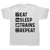 Funny Eat Sleep Trains Driver Repeat T Shirts Cotton Streetwear Gifts Mens Clothing Fashion Casual Loose Oversized T Shirt
