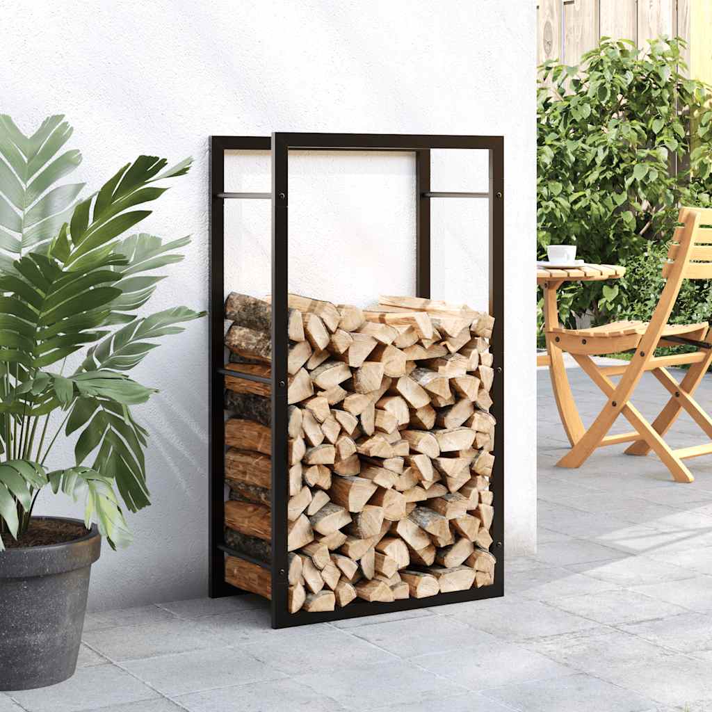 Firewood Rack Matte Black 50 X 28 X 94 Cm Steel