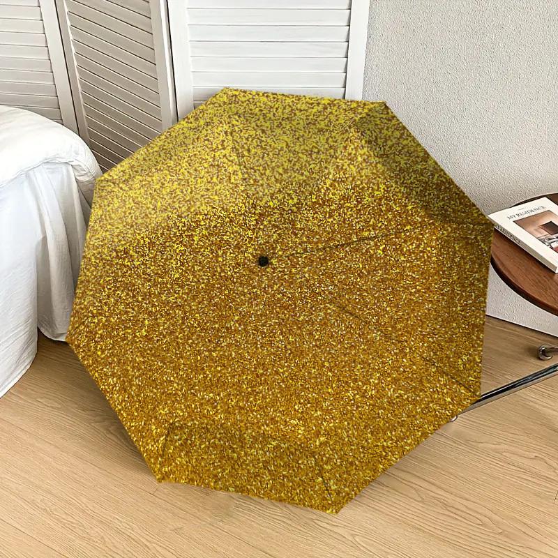 1 ks Zlatý třpytivý vzor Design deštníku Automatické otevírání a zavírání Deštník, Vysoce kvalitní Cestovní deštník, Lehký a přenosný, -22