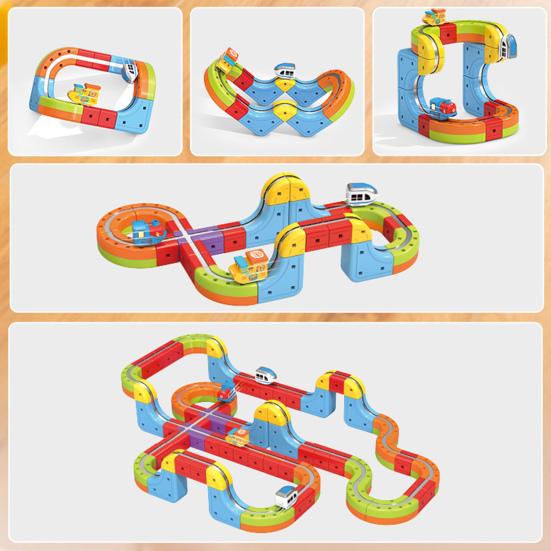 1 Set Manyetik Raylı Tren Oyuncak Seti Çocuklar Kendin Yap Ray İnşaatı Yerçekimine Meydan Okuyan Elektrikli Tren Oyuncak Yeni Başlayanlar İçin Raylı Araba Eğitici STEM Öğrenme Oyuncak