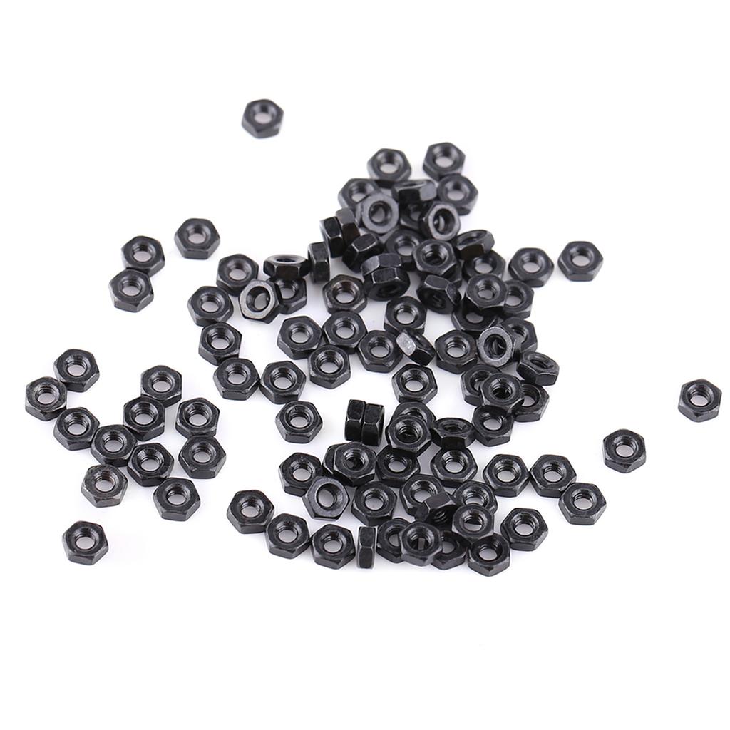 100pcs Din934 M2 M5 Black Zinc Plated Carbon Steel Metric Thread Hex Hexagonal Nuts