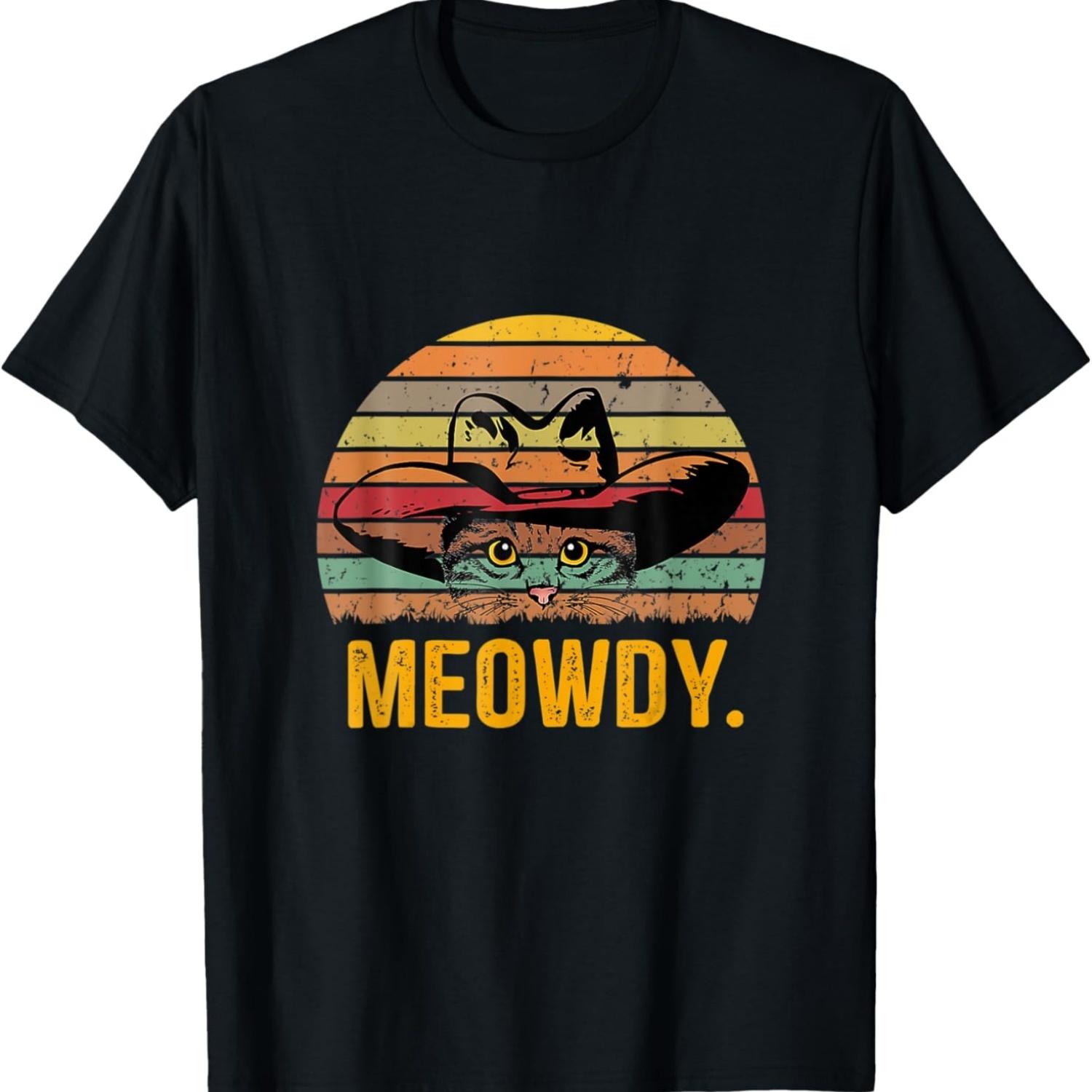 Meowdy Funny Mashup Between Meow and Howdy Love Cat Meme T-Shirt S