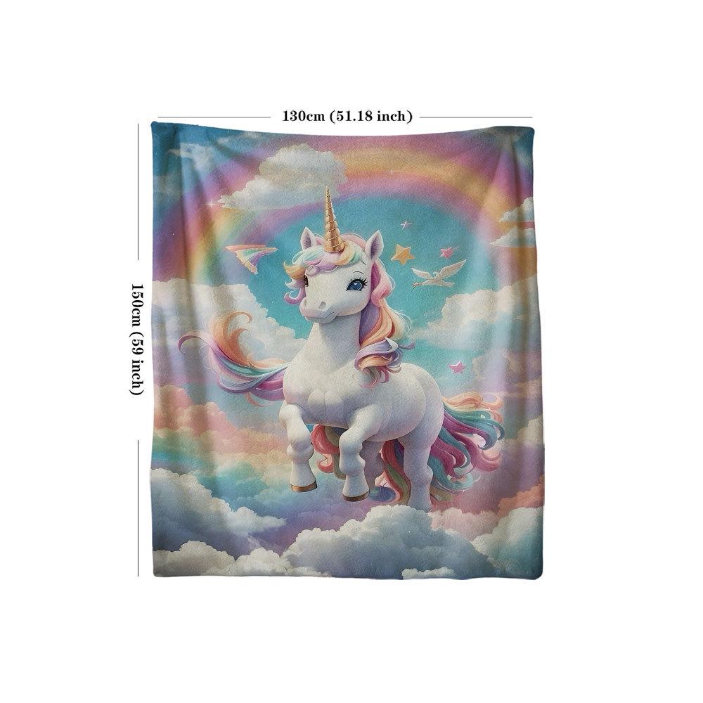 Unicorn Flannel Blanket with Custom Printing - European & American Design