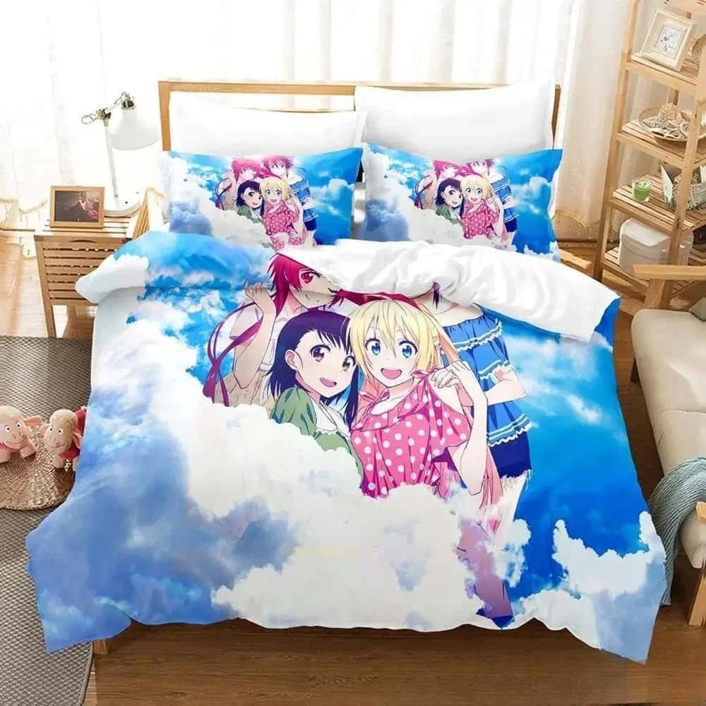 3D Print Anime Nisekoi False Love Bedding Set Boys Girls Twin Queen King Size Duvet Cover Pillowcase Bed Boys Adult Home Textile