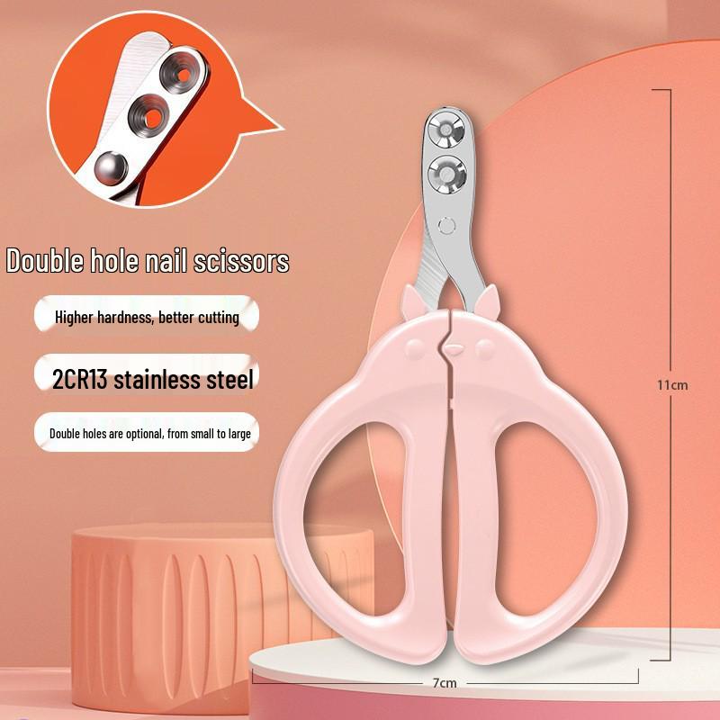 Gravity Push Adjustable Pet Nail Clippers for Cats & Small Animals - Beginner-Friendly Scissors with Round Hole Design