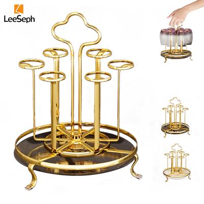Leeseph Rotating Cup Drying Rack, Mug Draining Organizer with Removable Drain Tray, for Kitchen, Counter, Restaurant, Office
