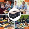 1 x tragbare, auslaufsichere Lunchbox aus Holz mit Geschirr, Bento-Box im japanischen Stil, 1200 ml, perfekt für Schule, Angeln und Camping