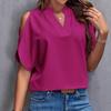 2026 Summer New V-neck Elegant Short-sleeve Fashionable Off-shoulder Women's Solid Color Top