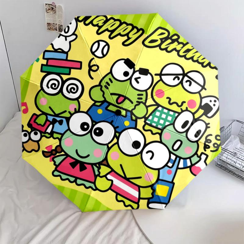 Kerokerokeroppi pattern, automatic folding umbrella, portable and foldable design, 8 ribs, a Christmas or birthday gift.