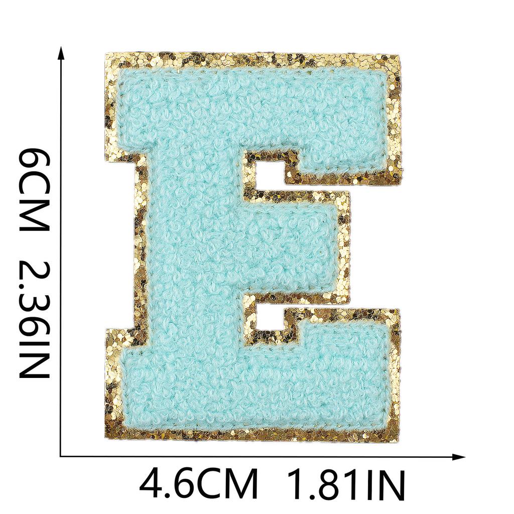 6Cm Towel Embroidery Lake Blue English Letter Embroidery Cloth Sticker Bag Decoration Patch Sticker Ironing Number Sticker