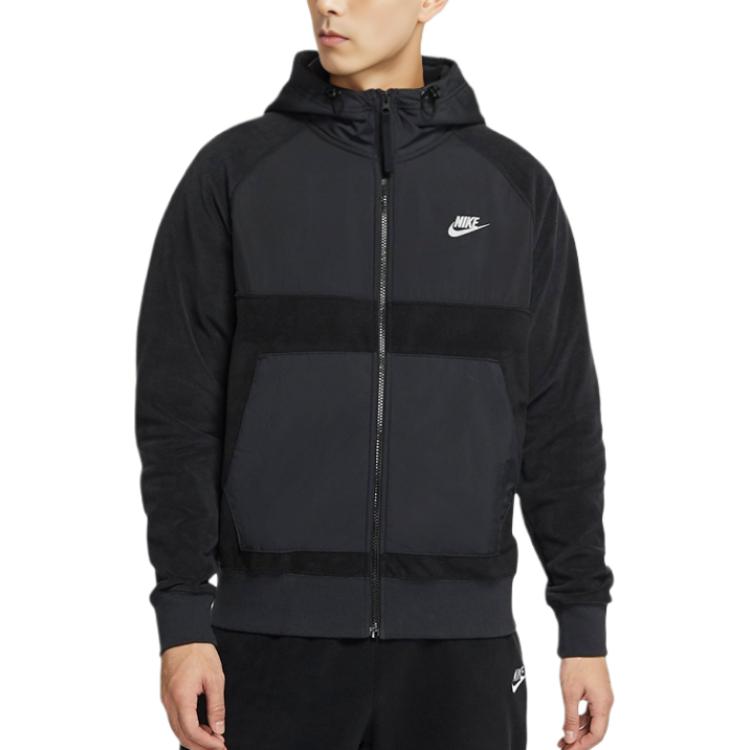 Nike Sweatshirts Men's Black Hooded Moderate Cardigan DC4114-010