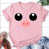 Süßes Schweinegesicht T-Shirt Lustiges Tierkostüm T-Shirt Rosa 100% Baumwolle Shirt Unisex