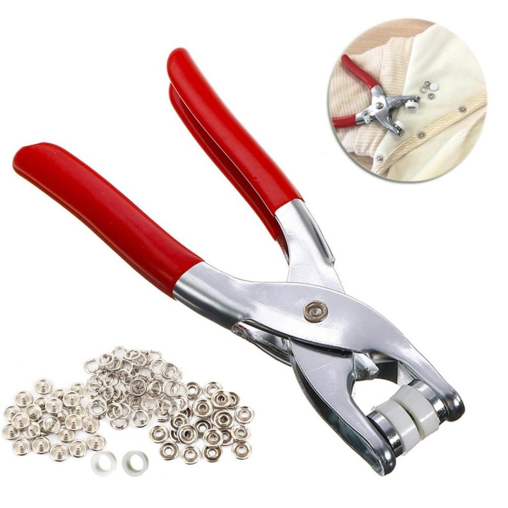 1 Set 4mm Eyelet Setter Puncher Kit Leather Hole Plier Buckle Fixation Sewing Tool Watchband Strap Household Leathercraft Accessories