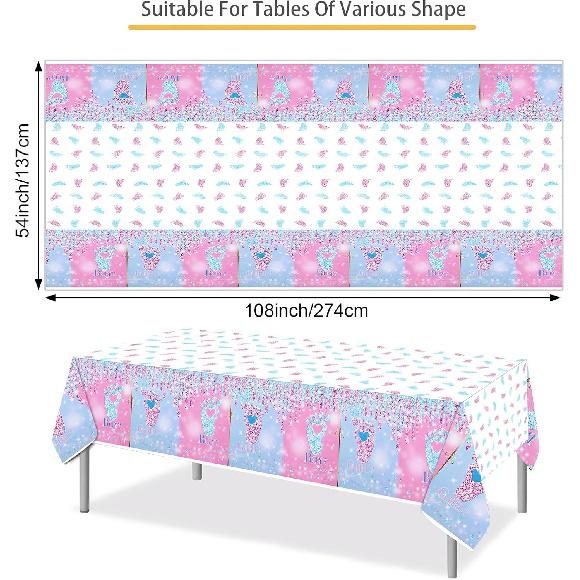 PHOGARY 3PCS Baby Gender Reveal Tablecloth Gender Reveal Decorations,He or She Table Cover Disposable Rectangular Plastic Pink and Blue Tablecloth