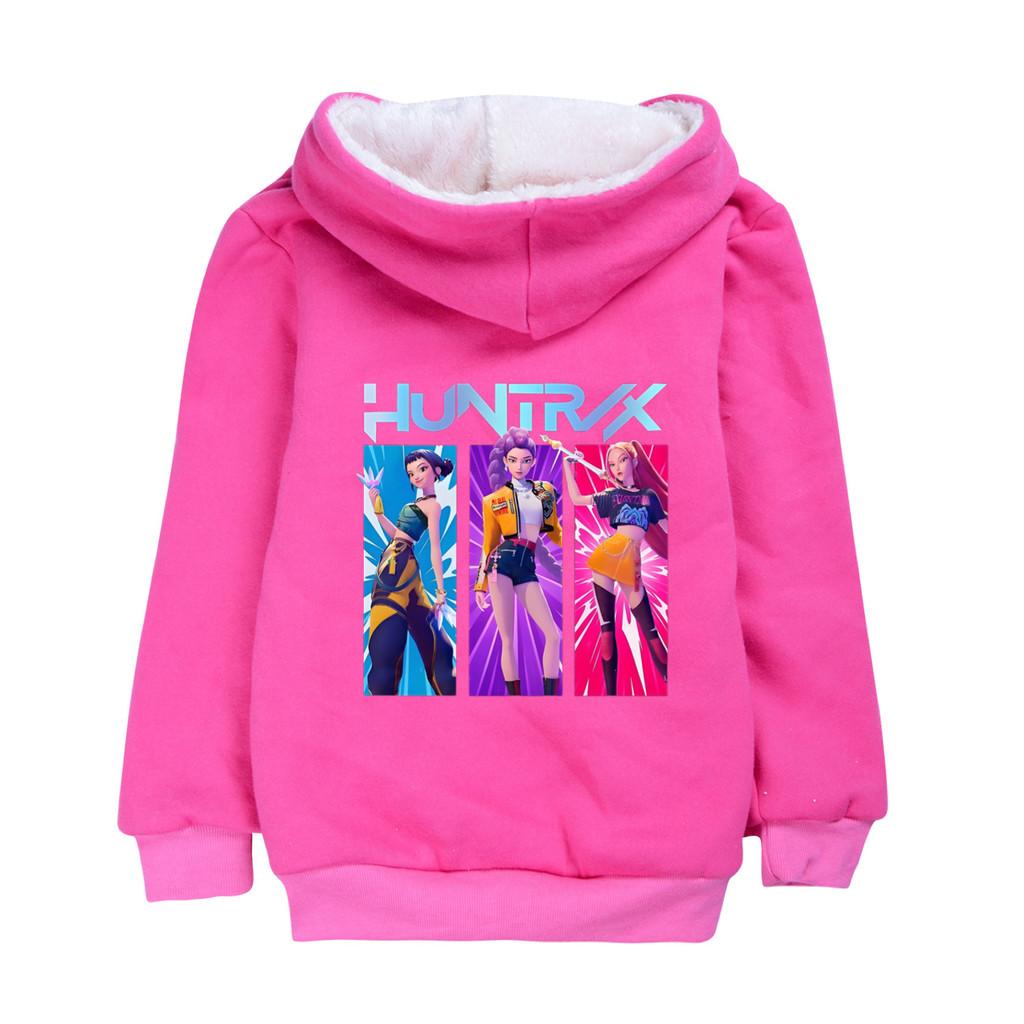 5018 Thick Velvet Girls Coat Kpop Zoey Mira Rumi Print Kids Long Sleeves Warm Winter Jacket