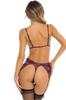 Purple 3-Piece Set Including Bra, Garter Belt and Thong Ren53029 Pur