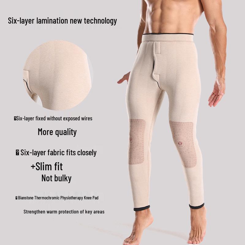 Men's Thick Fleece-Lined Wool-Cotton Cashmere Slimming Pants - Extra Warm Winter Knee Pads