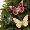 Cross-border Velvet Powder Fabric Bow Clip Christmas Tree Decoration Pendant