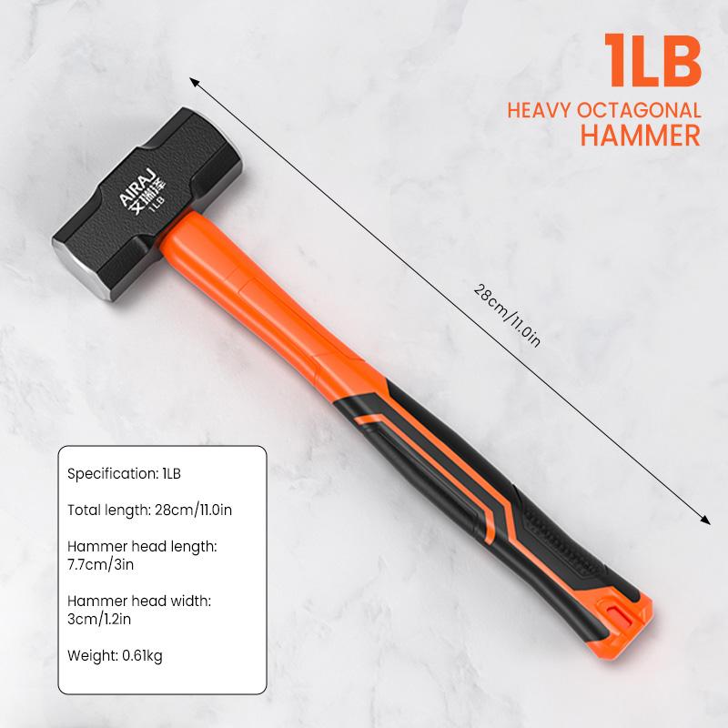 

AIRAJ Octagon Hammer Тяжелый настенный молоток Цельный тяжелый ручной молоток для удаления стен Мягкая ручка Молоток из цельного железа Строительный инструмент