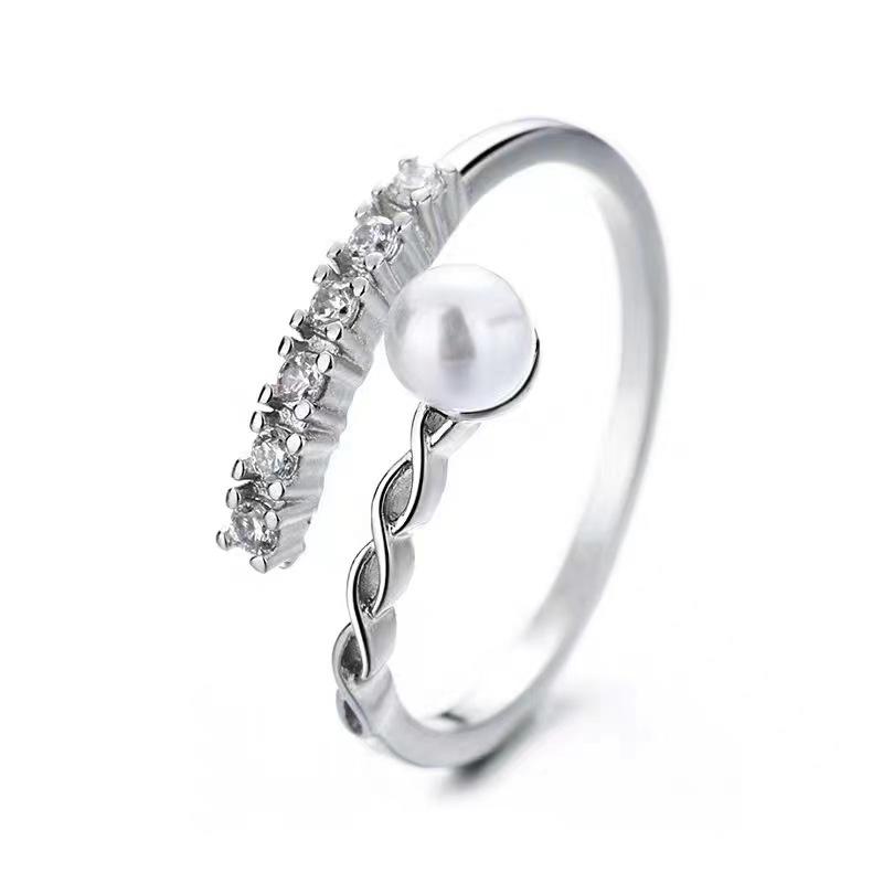 High-End Adjustable Open Bead Ring for Women - Niche Design, Cold Style, Index Finger.